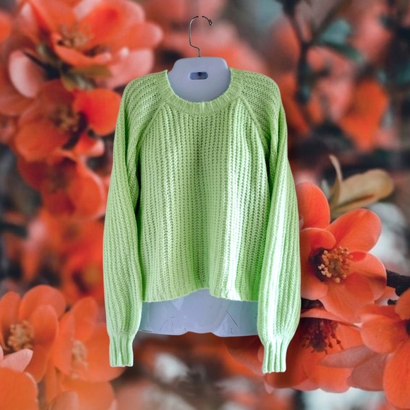wild fable Sweaters - Wild Fable | NWT Oversized Bright Lime Green Lightweight Chunky Knit Sweater